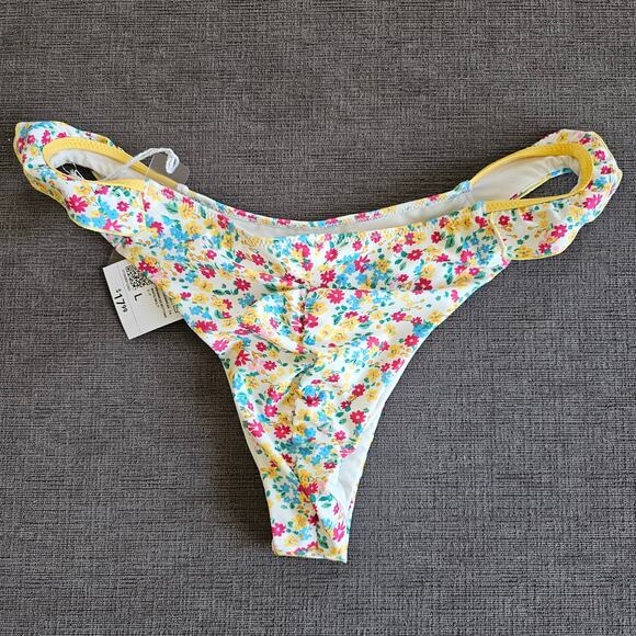 NWT Forever 21 Women's Bright Floral High Leg Bikini Bottoms Size Large - Picture 5 of 8